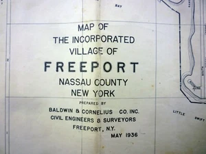 The Incorporated Village of Freeport Bauingenieure Karte Mai 1936 selten - Bild 1 von 6
