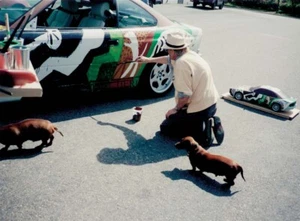 BMW 850 CSi Art car 1995 painter David Hockney photograph factory press photo - Imagen 1 de 1