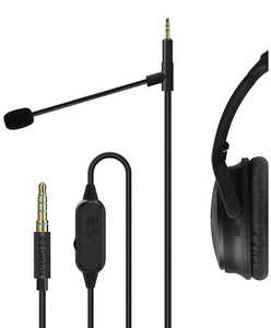 Geekria Boom Mic Headphones Cable Bose QC45, QC35, QC35 II, QC25 (5.6FT) - Picture 1 of 6