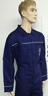 Navy Blue Grey Trim Zip Front Cotton Coverall Industrial Technician High Spec