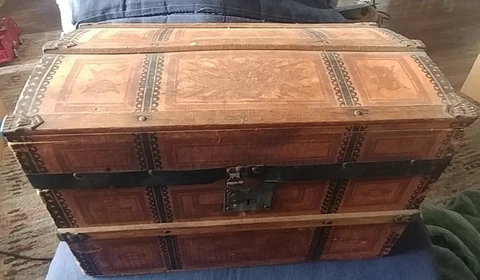 Antique Dome Top Doll Trunk Cover