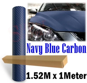 1 Meter x 152CM Blue Carbon Fiber Car Vinyl Wrap Car Vinyl Stickers Decals Film - Picture 1 of 7
