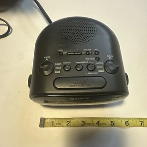 Sony Dream Machine AM/FM Dual Alarm Black Clock Radio ICF-C318 TESTED Works Used - Picture 1 of 5