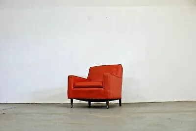 Mid-Century Modern Atomic Orange Club Chair on Pencil Legs - Image 1 of 4