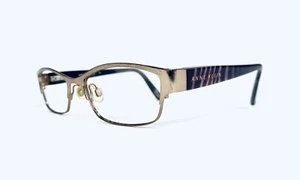 Anne Klein NY Gold Metal Frame W Stripped Acetate Flex Temples Glasses 51 16 135 - Picture 1 of 12