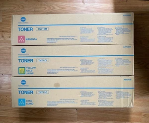 Genuine Konica Minolta TN711C, TN711Y, TN711M Toner Cartridges 3 PK New Sealed - Picture 1 of 4