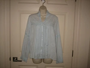 SUNDANCE~Blue  Annalynn Eyelet Button Up Blouse/Top~ SZ M~NWT~$138.00~ - Bild 1 von 6