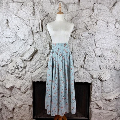 Ralph Lauren Blue Label c. 1980s Cotton Challis Skirt Antique Blue Floral | 6 - Image 1 of 4