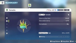 🌟6 IVs Shiny Alpha Carvanha | Leyendas Pokémon: Z-A🌟 - Imagen 1 de 4