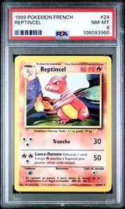 1999 Pokemon French Base Set Reptincel Charmeleon #24 PSA 8 NM-MT - Picture 1 of 2