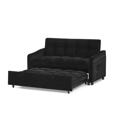 Sofá cama Loveseats con cama extraíble, respaldo ajustable con 2 bolsillos para brazos, tipo C y USB Foto 1 de 4