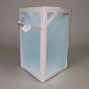 White Metal Frosted Candle Lantern Centerpiece Wedding Aisle Patio Pool - Picture 1 of 9