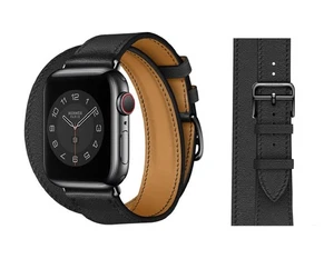 Original Apple Hermès Double Tour Band 38/40/41mm MX2Q2ZM/A Noir Swift Leather - Bild 1 von 1