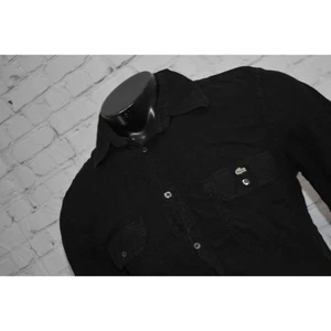 Lacoste Linen Shirt Mens Size Medium EUR 40 Black Button Up Front Pocket - Picture 1 of 7