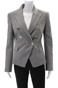 Balmain Womens Wool Peak Collar Long Sleeve Button Up Blazer Jacket Gray Size 36 - Picture 1 of 9
