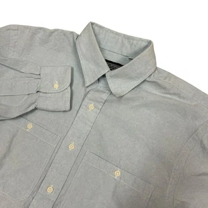 J Peterman Button Up Shirt Mens Small Long Sleeve Blue Chambray Made in USA - Picture 1 of 8