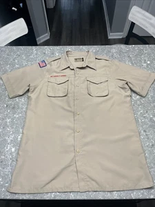 Boy Scouts Of America Poplin Shirt Mens Medium Uniform Short Sleeve Polyester - Picture 1 of 8