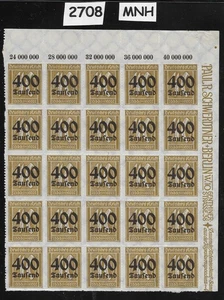 MNH Briefmarkenblock Aufdruck 400K über PF40 Sc 276 DDR 1923 #2708 - Bild 1 von 1
