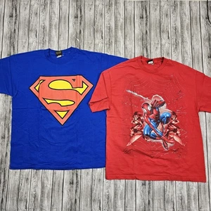 Vintage 2002 Spiderman Green Goblin Marvel Mad Engine Superman T-Shirt Lot Herren XL - Bild 1 von 15