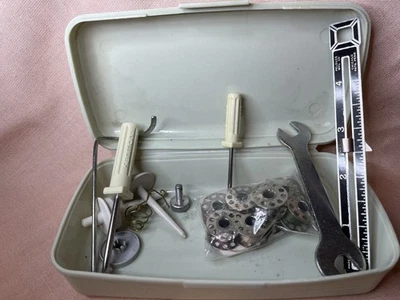 Sears Kenmore Sewing Machine TOOLS + BOX Original~new screwdrivers - bobbins - Image 1 of 4