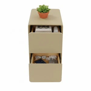 Mesita de noche estrecha moderna caqui mesita de noche gabinete de almacenamiento para dormitorio - Imagen 1 de 16