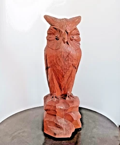 Alte Eich Holz Figur Eule Handgeschnitzte Holzblock Holzfigur Oberammergau 52cm - Bild 1 von 8