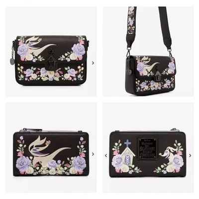 Bandolera y billetera Loungefly Disney Pesadilla antes de Navidad floral cero Foto 1 de 4