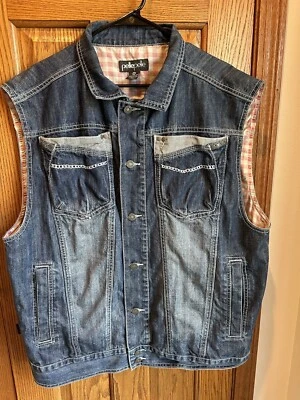 Colete jeans vintage PELLE PELLE Marc Buchanan tamanho 3XL caveira forrada rebelde Y2K - Imagem 1 de 4