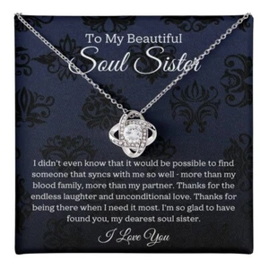 Soul Sister Love Knot Necklace, Unbiological Sister Jewelry, Best Friend Gifts - Picture 1 of 18