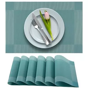 Washable Vinyl Placemat Heat Resistant Table Mats for Dining Room 4 Pack SkyBlue - Picture 1 of 6