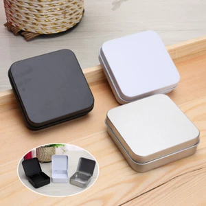 Mini Metal Tins Container Square Hinged Flip Storage Box Jewelry CoinOrganizer ☋ - Picture 1 of 13
