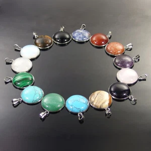 Natürlicher Jaspis Quarz Karneol Obsidan Kristall Edelstein Rund Anhänger - Bild 1 von 16