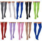 1 Pair Womens Glossy Thigh High Stockings Solid Color Stretchy Socks Accessories