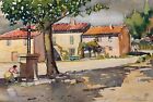 Montagnari, Surroundings of Dourgne, Tarn, Old Watercolor, Early 20th Century
