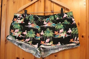 F&F Woman 100% Cotton Summer Beach Floral Holiday Black Shorts Hot Pants UK 18 - Picture 1 of 5