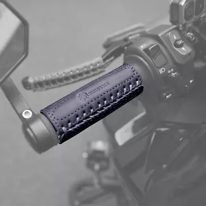 Cowhide Motorcycle Handlebar Grips Handmade Stitched Handlebar Cover Non-slip - Foto 1 di 14
