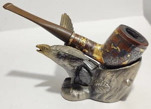 Vintage Sterling Silversmith Overlay Smoking Pipe - Horse Design - Picture 1 of 8