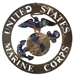 United States Marine Corps Torched Blue, Plasma Cut Metal Art......Oorah - Picture 1 of 1