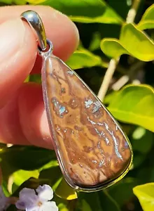 Qld Boulder Opal Pendant Sterling Silver Jewelry Koroit Boulder Opal Natural Gem - Picture 1 of 6