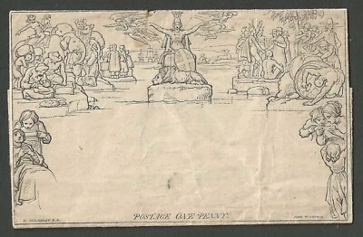 SG-ME1 GB 1840 1d Mulready Letter Sheet A44, Unused - note - Image 1 of 4