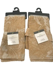 SET 4 THRESHOLD Beige Damask Dinner Napkins 20"x20" NWT Target Poly Cotton - Picture 1 of 8