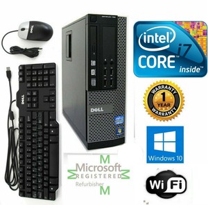 Dell 9010 Desktop Computer Quad Core i7 3.40 Win 10 Pro 64 1TB HD 8gb Ram Wifi
