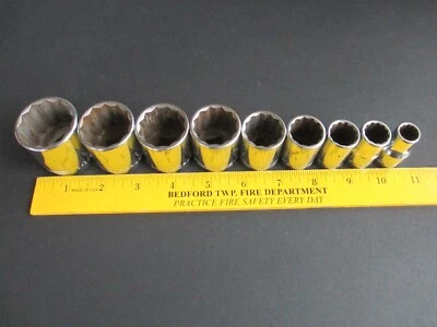 9 pc set Craftsman SAE Socket Set 1/2" Drive =V= Series 1 1/4 thru 7/16 USA   A5 - Image 1 of 4