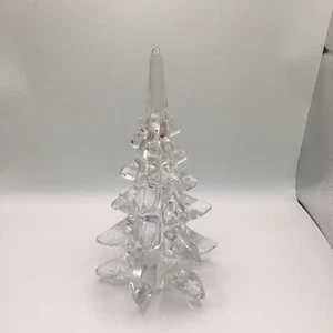 Vintage 6¼" Art Crystal Clear Glass Evergreen Christmas Tree Figurine Sculpture - Picture 1 of 16