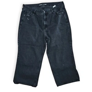Pantalones de mezclilla para mujer Old Navy tiro extra alto pierna ancha talla 18 Petite negros - Imagen 1 de 7