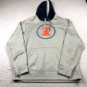 Illinois Fighting Illini Hoodie Mens Medium Gray Blue Nike Therma Fit Sweatshirt - Picture 1 of 8