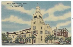 St. Petersburg Florida Postcard Christ Methodist Church Circa 1953 - Bild 1 von 2