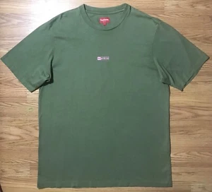 Supreme Mens L Overprint Small Box Logo T-Shirt Olive Green Heavy Cotton Jersey - Picture 1 of 13