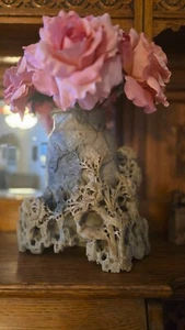 Hand-Carved Chinese Soapstone Vase with Floral and Bird Motif – Large 12" tall - Picture 1 of 8
