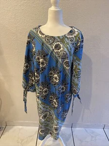 ILE Women's Dress 18 NEW Floral Stetch Career Zipper Church Slit Sleeve Button - Picture 1 of 9
